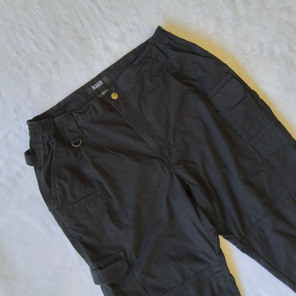 5.11 Tactical Cargo Pants Mens 38x30 Black Multi-Pocket Reinforced Knee Canvas